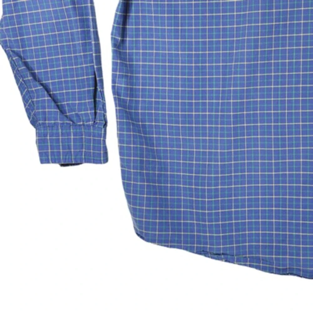 Eddie Bauer XL Mens Button Down Shirt Plaid Blue Green Yellow 100%‎ Cotton